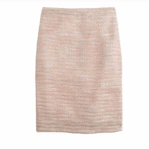 J Crew Pink and Metallic Tweed Woven Pencil Skirt